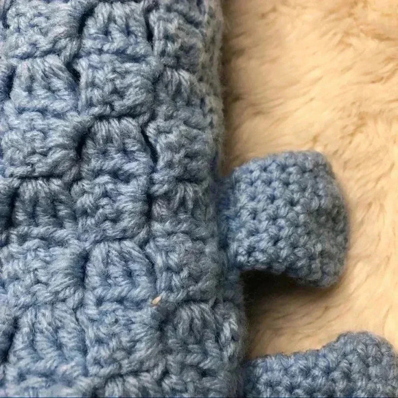 Knit Bear Baby Blanket  Blue - Picture 8 of 16